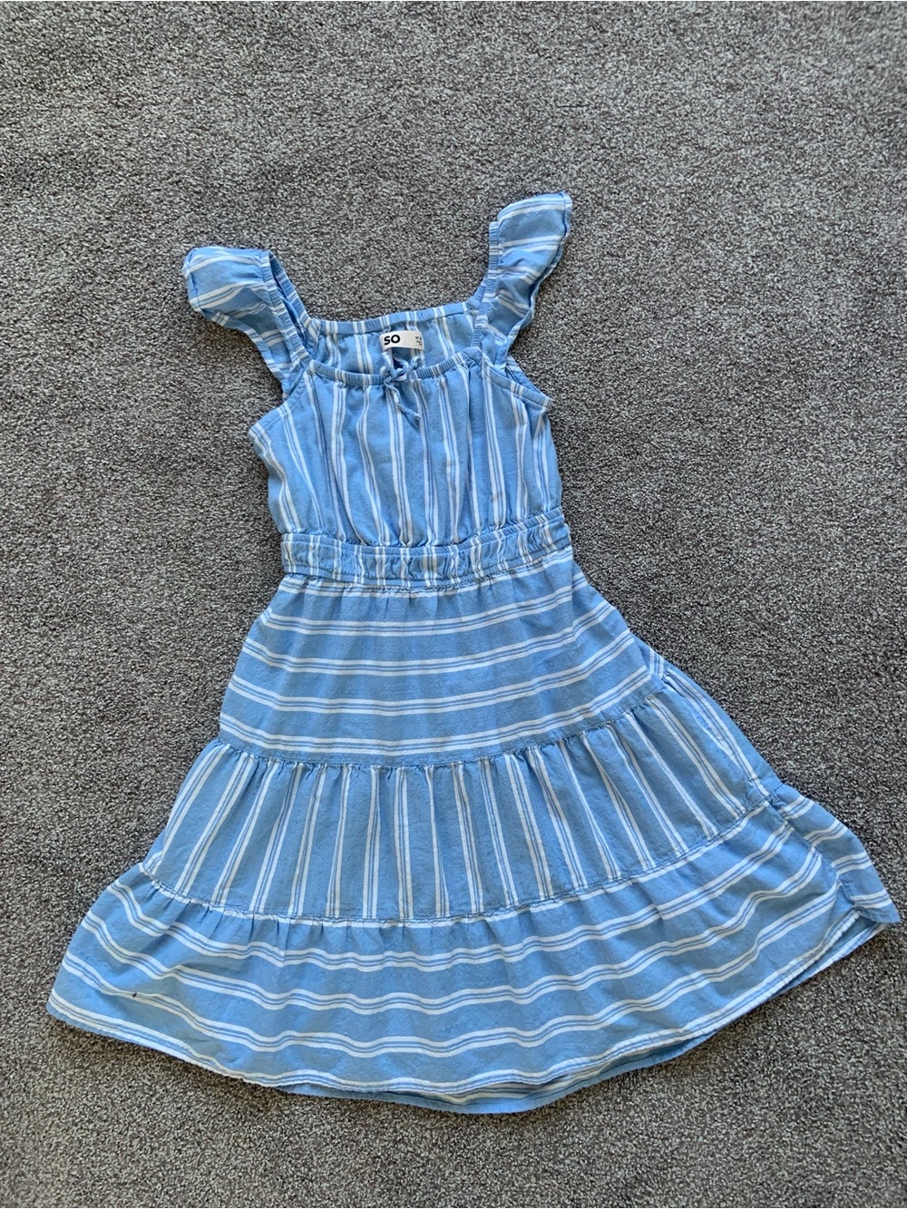 SO Blue and White Striped Girls' Sundress